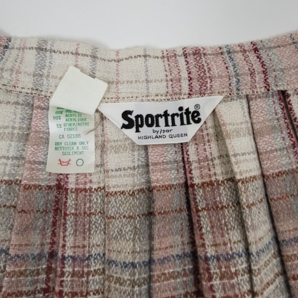 Plaid Wool Midi Skirt pleated pleats full asymmetrical geometric checkered - Picture 3 of 8